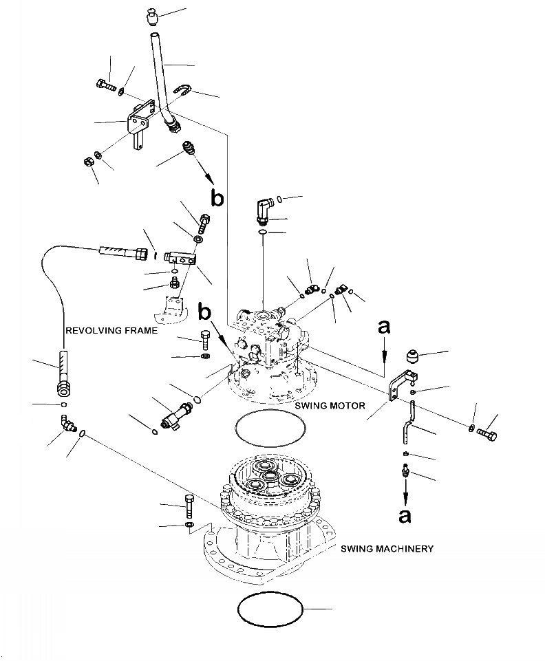 Схема запчастей Komatsu PC240LC-10 - N- МЕХАНИЗМ ПОВОРОТА ДРЕНАЖН. ТРУБЫ ПОВОРОТН. КРУГ И КОМПОНЕНТЫ