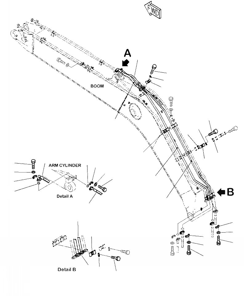Схема запчастей Komatsu PC240LC-10 - T- СТРЕЛА ЦИЛИНДР РУКОЯТИ РАБОЧЕЕ ОБОРУДОВАНИЕ