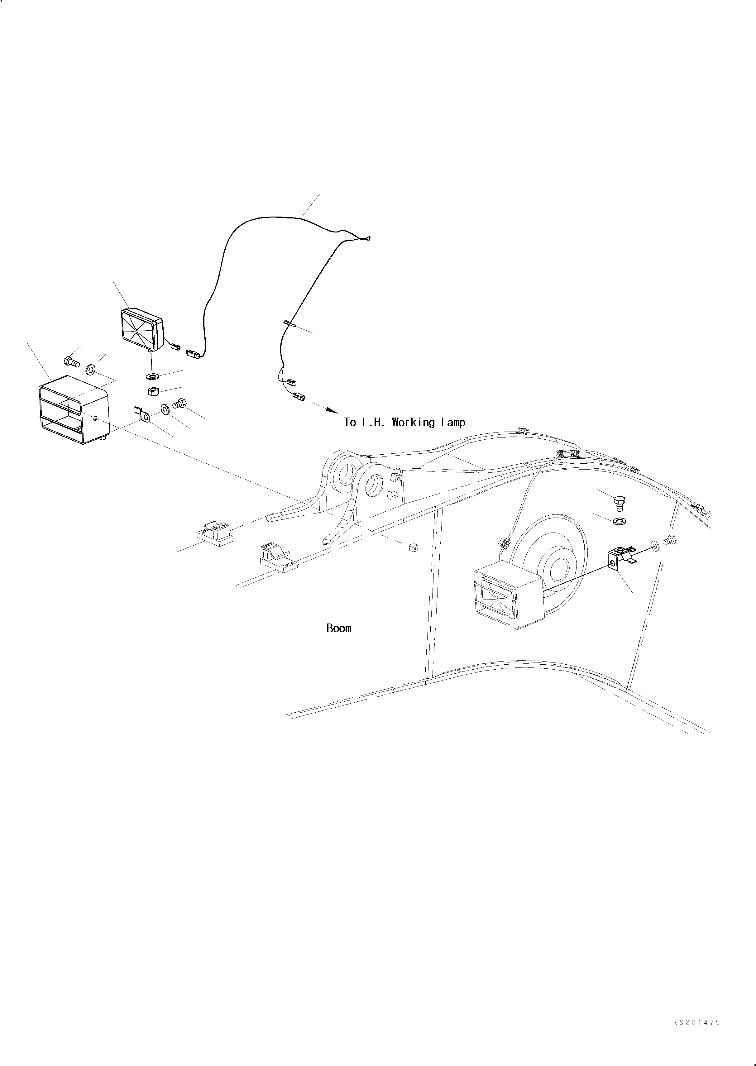 Схема запчастей Komatsu PC240LC - ДОПОЛН. РАБОЧ. ОСВЕЩЕНИЕ (СТРЕЛА ПРАВ.) E ЭЛЕКТРИКА