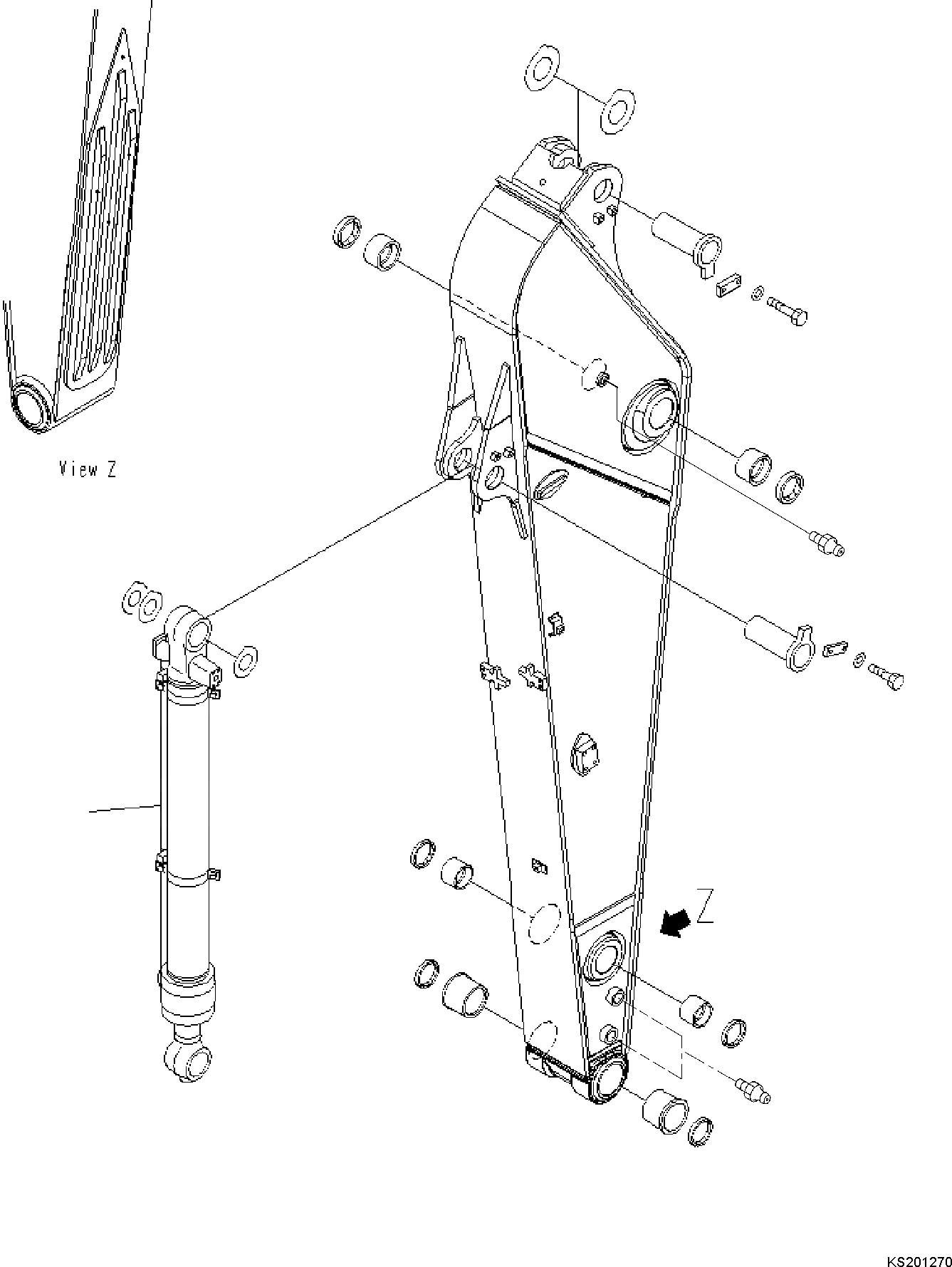 Схема запчастей Komatsu PC240LC - РУКОЯТЬ (.M) T РАБОЧЕЕ ОБОРУДОВАНИЕ