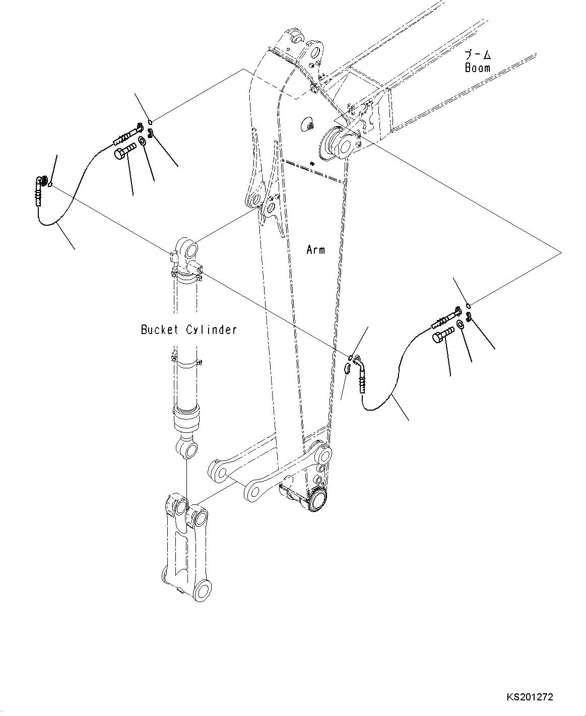 Схема запчастей Komatsu PC240LC - РУКОЯТЬ (.M) ПАТРУБКИ ЦИЛИНДРА КОВША T РАБОЧЕЕ ОБОРУДОВАНИЕ