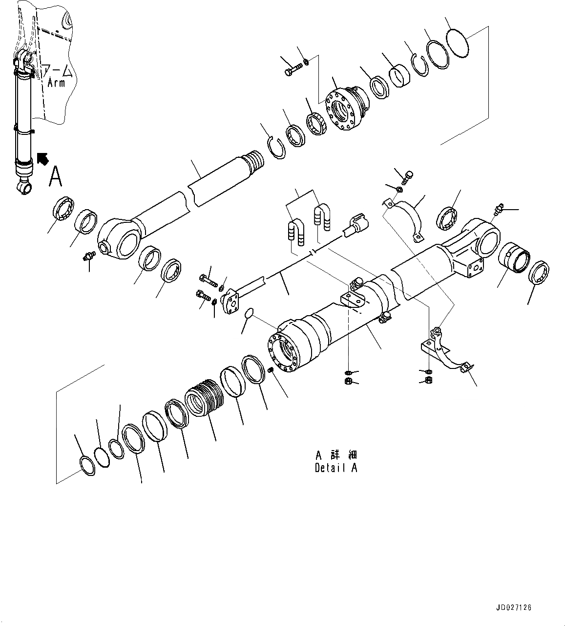 Схема запчастей Komatsu PC240LC-8 - РУКОЯТЬ, .M, ЧАС. СИСТ. СМАЗКИ ТИП, ВНУТР. ЧАСТИ, ЦИЛИНДР КОВША РУКОЯТЬ, .M, ЧАС. СИСТ. СМАЗКИ ТИП