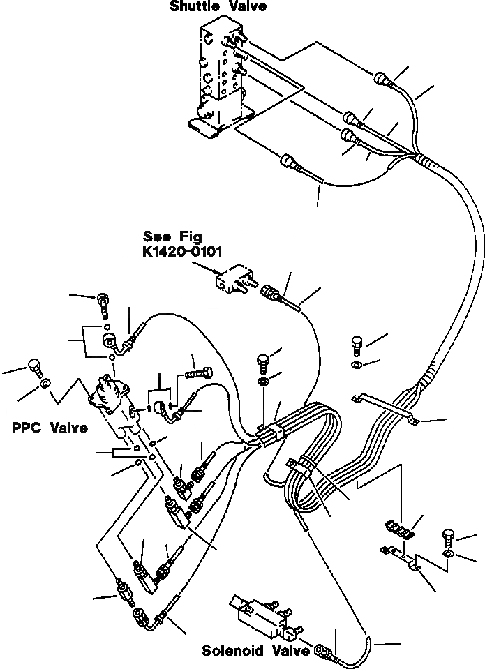 Схема запчастей Komatsu PC250LC-6LC - FIG NO. K- РАБОЧАЯ ЛИНИЯ PPC (КЛАПАН PPCAND ПАТРУБКИ ЛЕВОЙ СТОЙКИ) КАБИНА ОПЕРАТОРА И СИСТЕМА УПРАВЛЕНИЯ