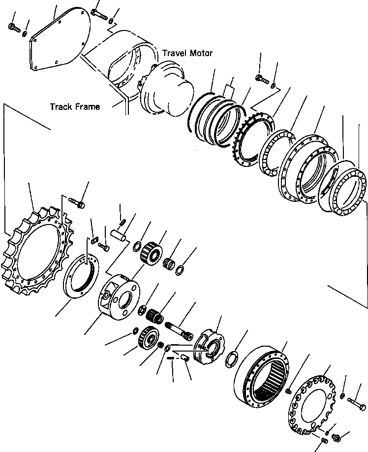 Схема запчастей Komatsu PC250LC-6LC - FIG NO. P-A КОНЕЧНАЯ ПЕРЕДАЧА НИЖНЯЯ ГИДРОЛИНИЯ И ЛИНИЯ ХОДА