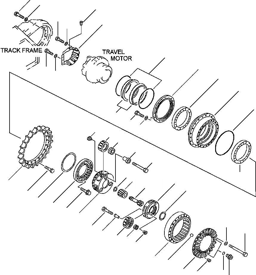 Схема запчастей Komatsu PC250LC-6LE - FIG NO. P- КОНЕЧНАЯ ПЕРЕДАЧА заводской номер A8 - A88 НИЖНЯЯ ГИДРОЛИНИЯ И ЛИНИЯ ХОДА