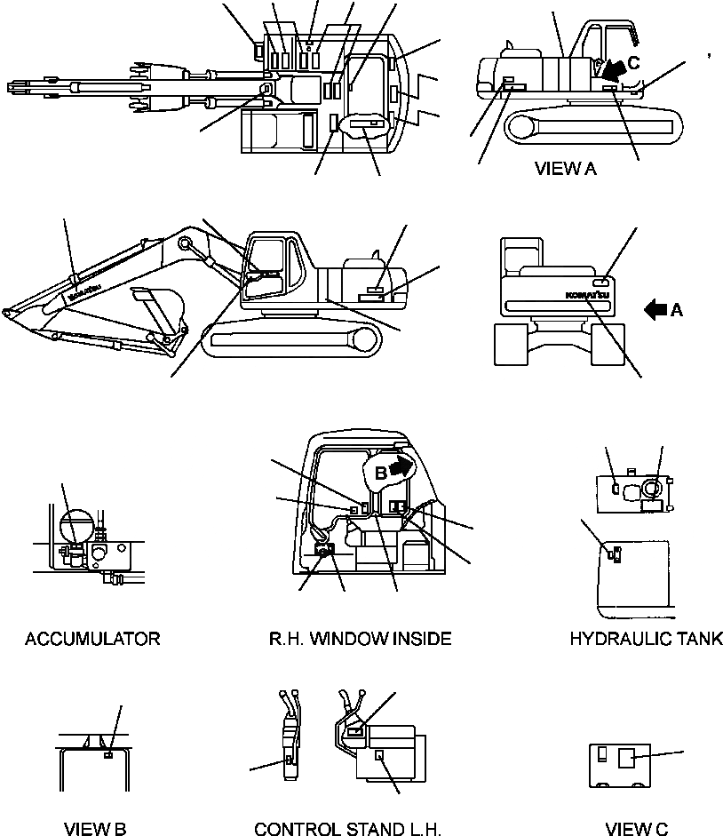 Схема запчастей Komatsu PC250LC-6LE - FIG NO. U-A ТАБЛИЧКИ МАРКИРОВКА