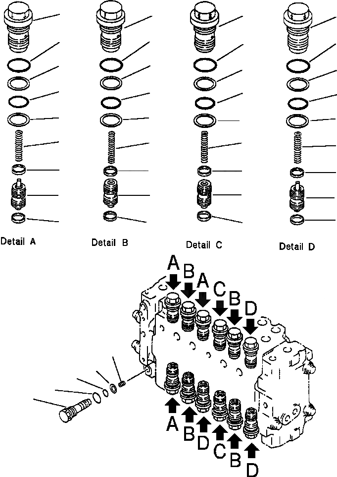 Схема запчастей Komatsu PC250LC-6L - FIG NO. H- ОСНОВН. КЛАПАН (/9) PRESSURE COMPENSATION КЛАПАН PCLC- заводской номер A8 THRU A89 ГИДРАВЛИКА