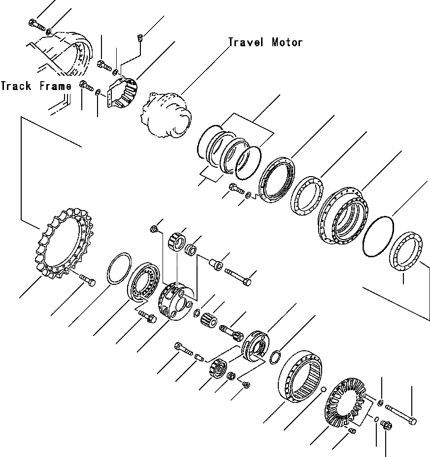 Схема запчастей Komatsu PC250LC-6L - FIG NO. P- КОНЕЧНАЯ ПЕРЕДАЧА НИЖНЯЯ ГИДРОЛИНИЯ И ЛИНИЯ ХОДА