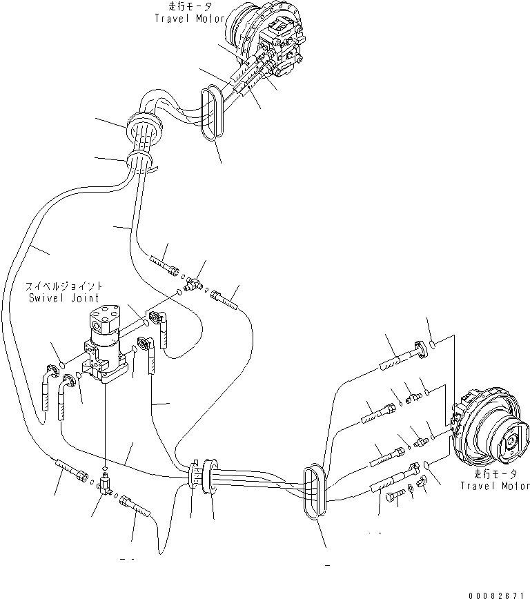 Схема запчастей Komatsu PC270LC-7L - ХОД ТРУБЫ НИЖНЯЯ ГИДРОЛИНИЯ И ЛИНИЯ ХОДА