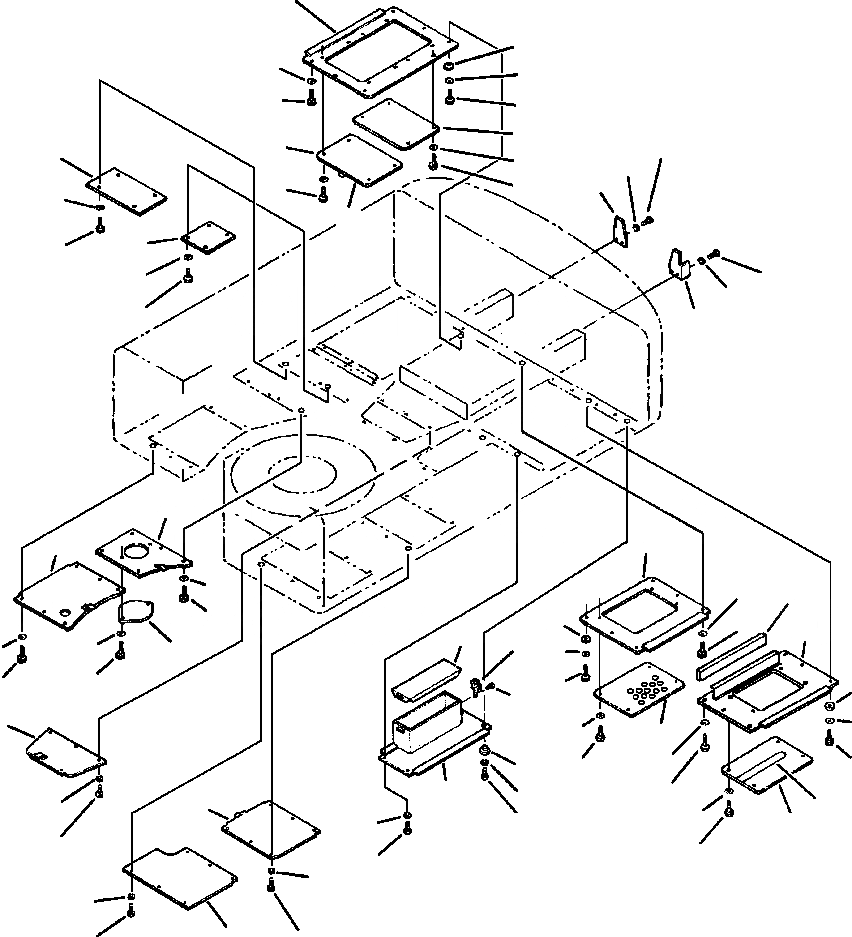 Схема запчастей Komatsu PC270LC-6LE - FIG NO. M8-A НИЖН.КРЫШКА- ОСНОВНАЯ РАМА УСИЛ. ЧАСТИ КОРПУСА