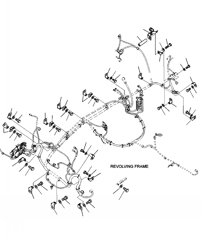 Схема запчастей Komatsu PC270LC-8 - E-A ОСНОВН. ПРОВОДКА КРЕПЛЕНИЕS И КРЕПЛЕНИЕ (/) ЭЛЕКТРИКА