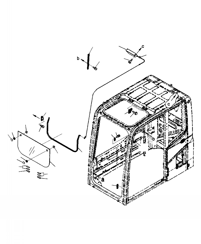 Схема запчастей Komatsu PC270LC-8 - K-A КАБИНА ОКНА (ПЕРЕДН. НИЖН.) OPERATOR\XD S ОБСТАНОВКА И СИСТЕМА УПРАВЛЕНИЯ