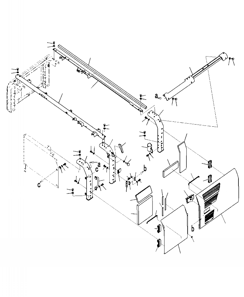 Схема запчастей Komatsu PC270LC-8 - M-A РАМА КАБИНА (ЛЕВ. ДВЕРЬ) ЧАСТИ КОРПУСА