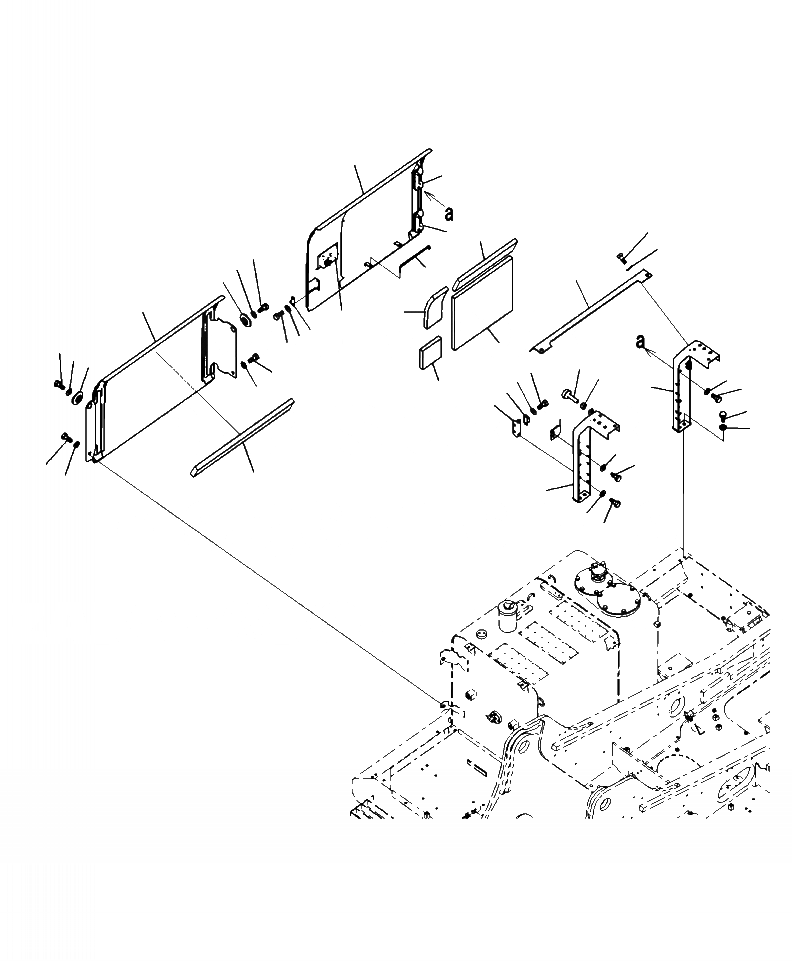 Схема запчастей Komatsu PC270LC-8 - M-A РАМА КАБИНА (ПРАВ.  ДВЕРЬ) (заводской номер A87-A87 ) ЧАСТИ КОРПУСА