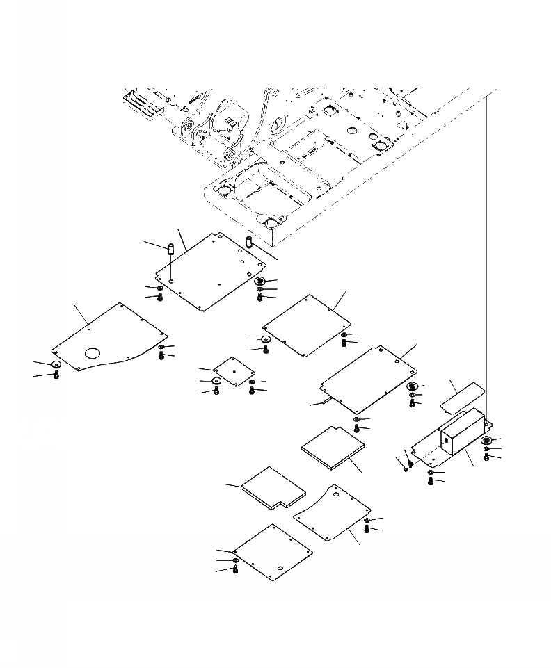 Схема запчастей Komatsu PC270LC-8 - M8-A РАМА НИЖН.КРЫШКАAND ЯЩИК Д/ИНСТРУМЕНТА ЧАСТИ КОРПУСА