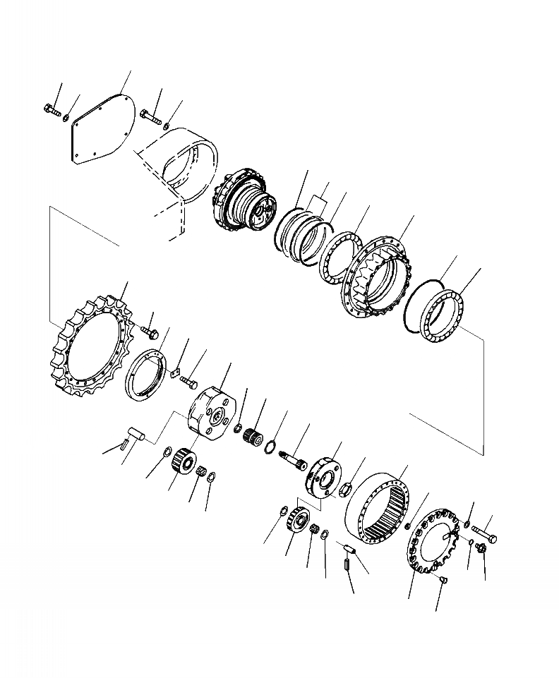Схема запчастей Komatsu PC270LC-8 - P-A КОНЕЧНАЯ ПЕРЕДАЧА НИЖНЯЯ ГИДРОЛИНИЯ И ЛИНИЯ ХОДА