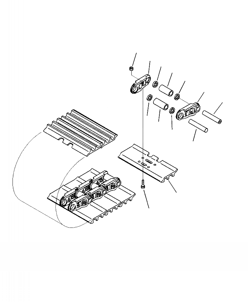 Схема запчастей Komatsu PC270LC-8 - R-A ГУСЕНИЦЫ ТРОЙНОЙ ГРУНТОЗАЦЕП. С ОТВЕРСТИЯМИ (7 MM ШИР.) ХОДОВАЯ