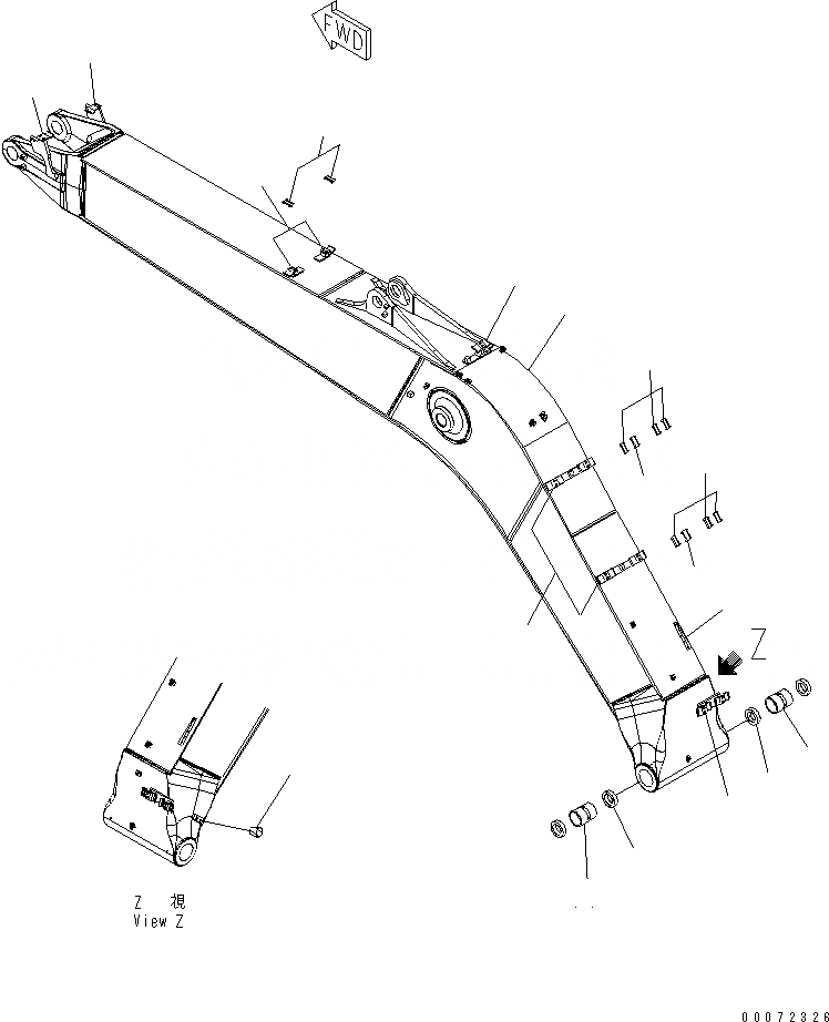 Схема запчастей Komatsu PC270LL-7L - СТРЕЛА РАБОЧЕЕ ОБОРУДОВАНИЕ