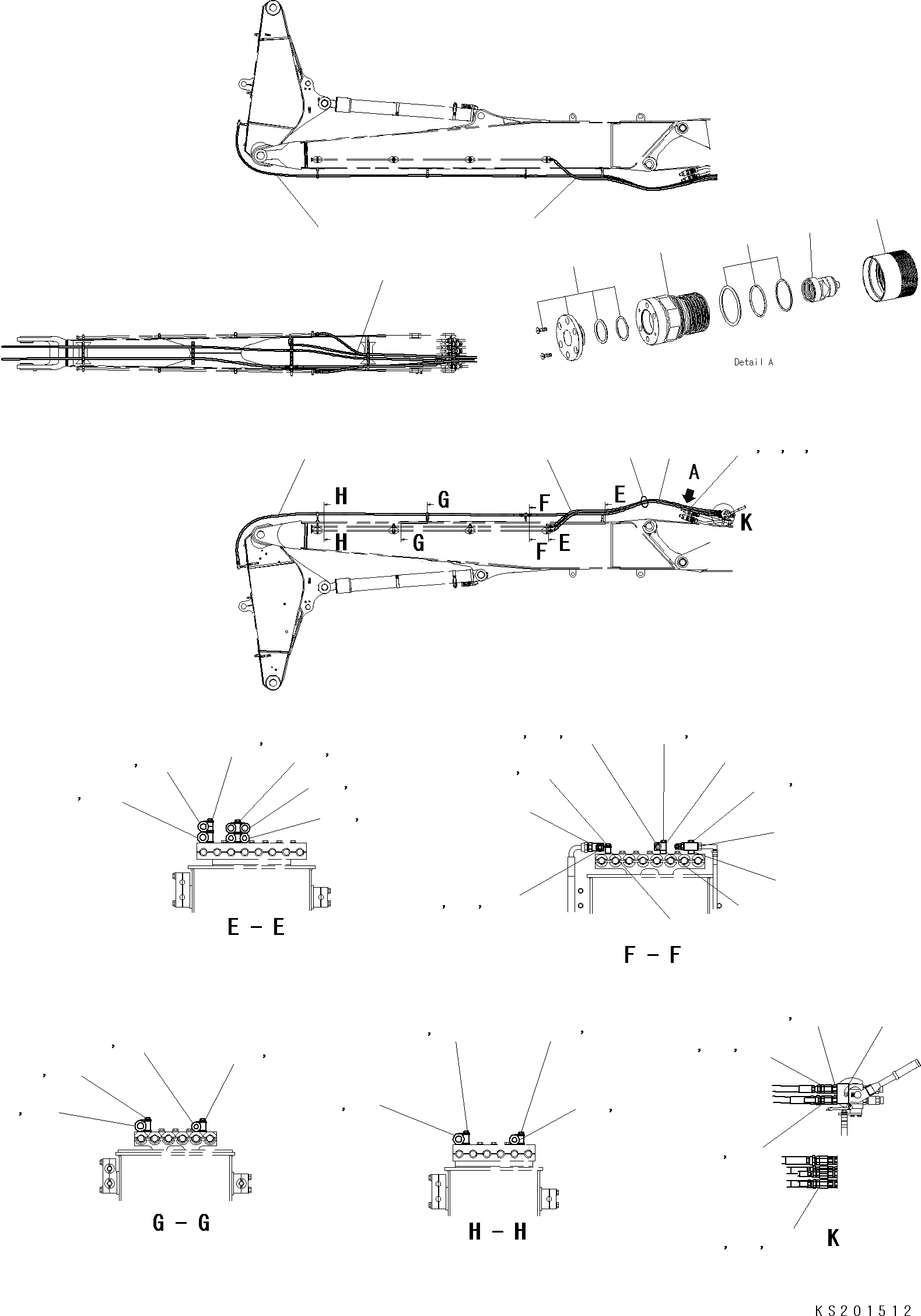 Схема запчастей Komatsu PC290LC - TOP СТРЕЛА FASTER ТРУБЫ (№K9 - UP) T РАБОЧЕЕ ОБОРУДОВАНИЕ