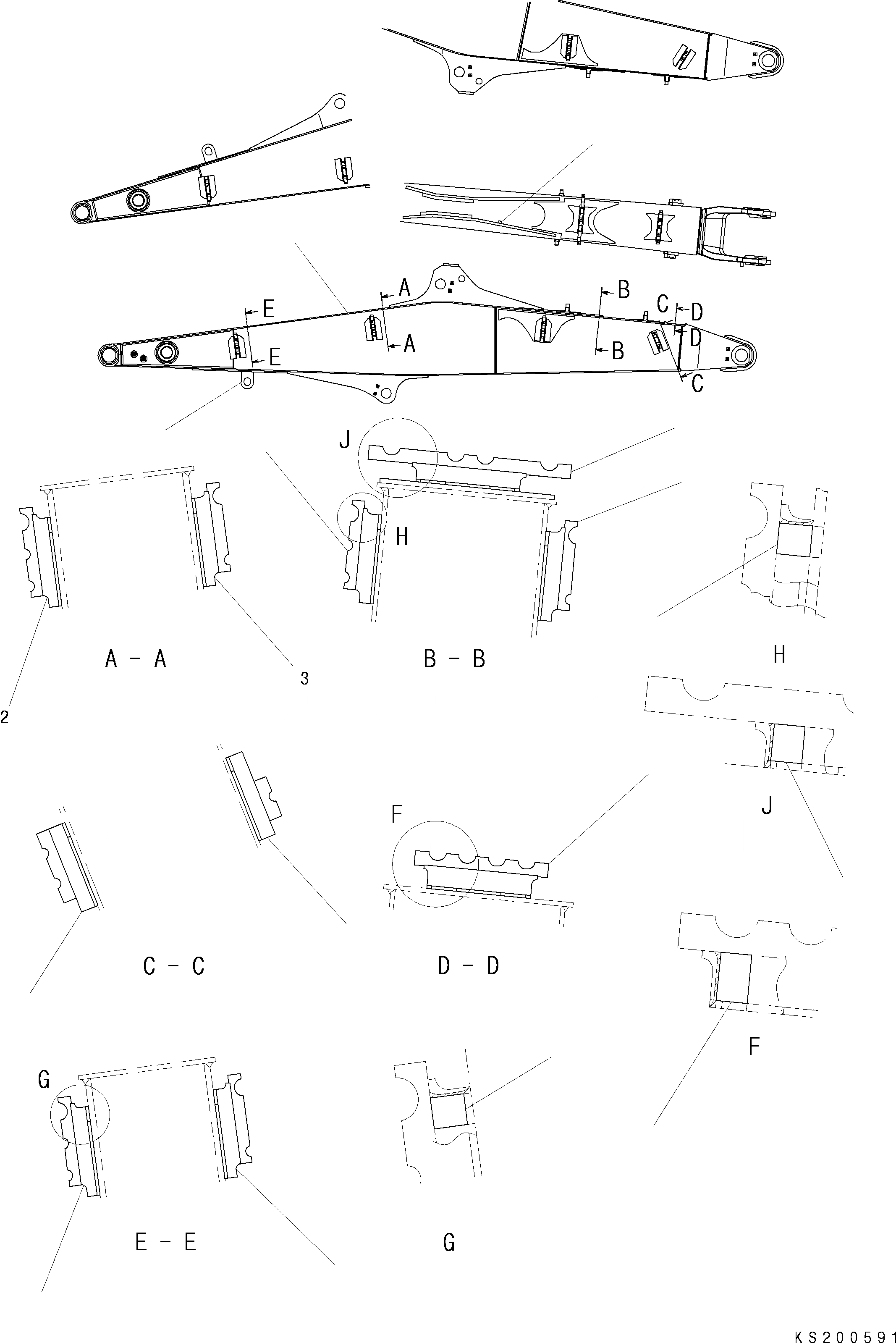 Схема запчастей Komatsu PC290LC - РУКОЯТЬ (QC) T РАБОЧЕЕ ОБОРУДОВАНИЕ