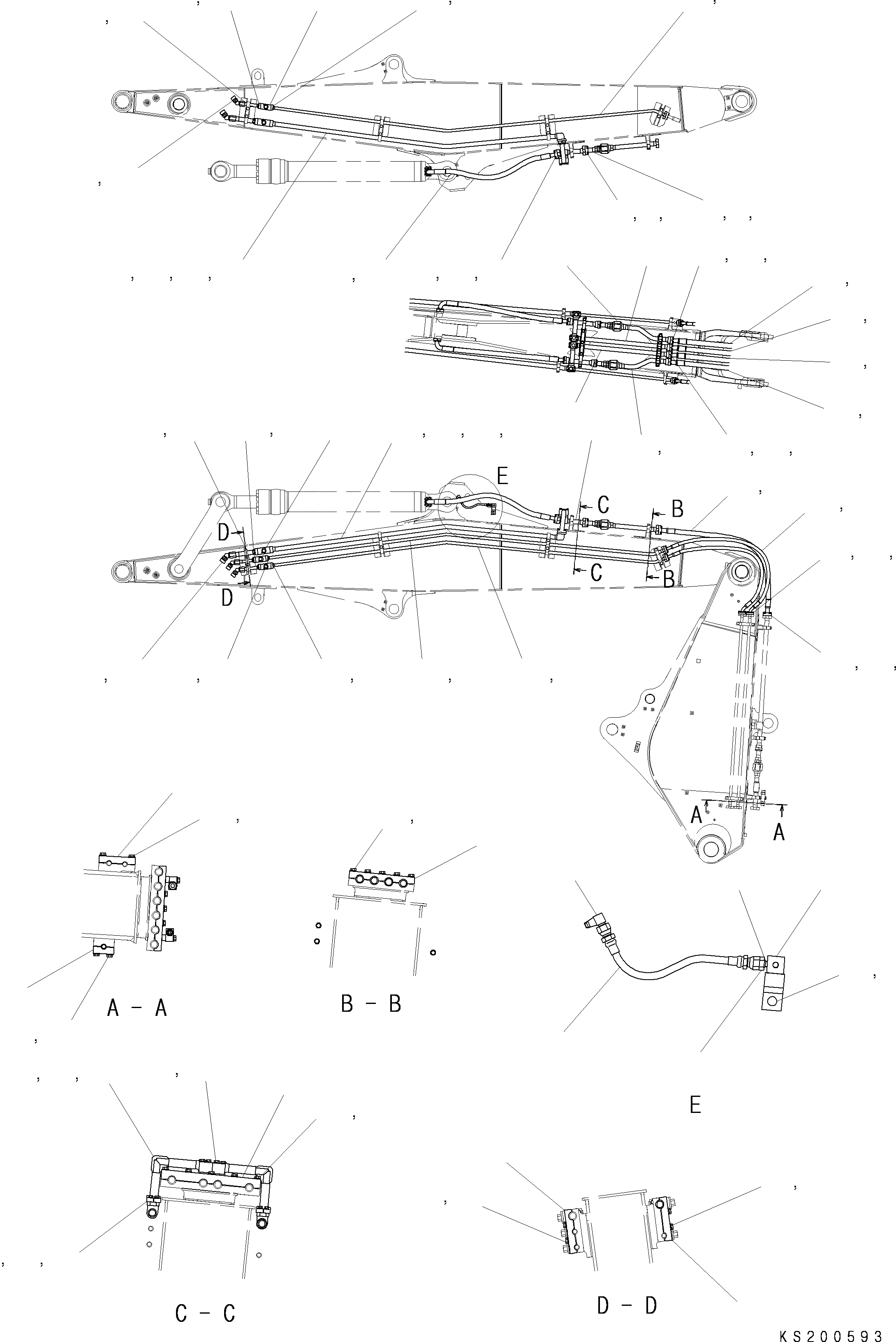 Схема запчастей Komatsu PC290LC - РУКОЯТЬ ТРУБЫ T РАБОЧЕЕ ОБОРУДОВАНИЕ