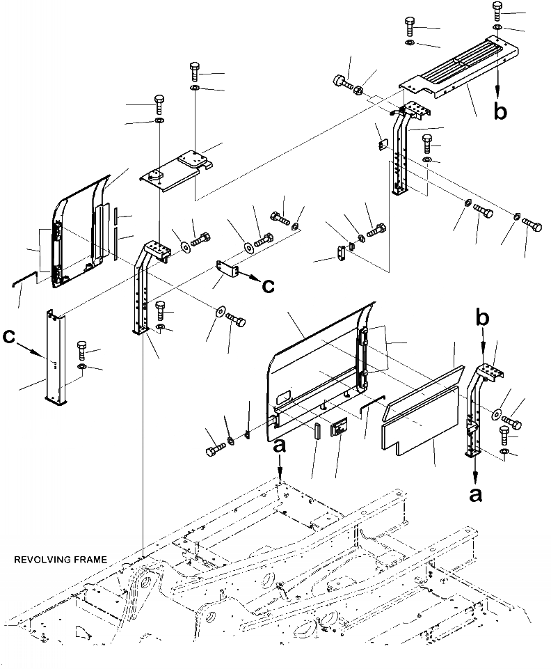 Схема запчастей Komatsu PC290LC-10 - M- КАБИНА ПРАВ. ДВЕРЬ ЧАСТИ КОРПУСА