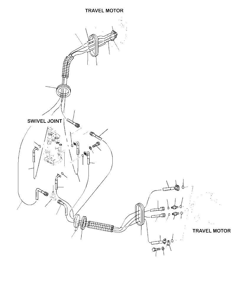 Схема запчастей Komatsu PC290LC-10 - P- ХОД ТРУБЫ НИЖНЯЯ ГИДРОЛИНИЯ И ЛИНИЯ ХОДА