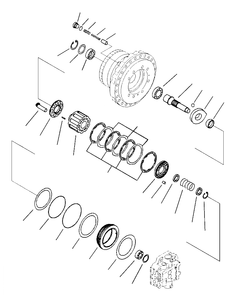 Схема запчастей Komatsu PC290LC-10 - P- КОНЕЧНАЯ ПЕРЕДАЧА (/) МОТОР ХОДА - ВНУТР. ЧАСТИ НИЖНЯЯ ГИДРОЛИНИЯ И ЛИНИЯ ХОДА