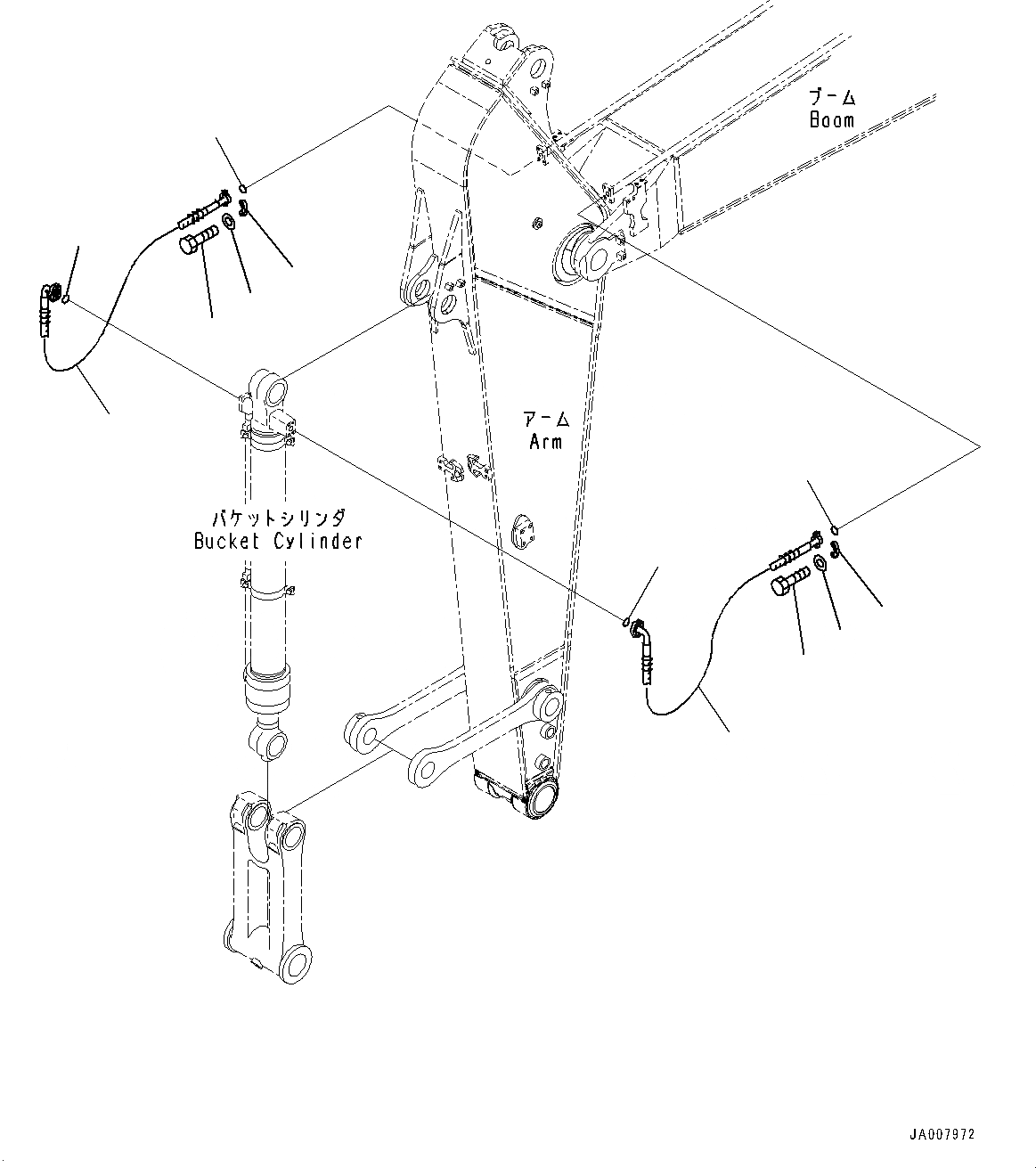 Схема запчастей Komatsu PC290NLC-10 - РУКОЯТЬ, MM, ЦИЛИНДР КОВША (№K-) РУКОЯТЬ, MM