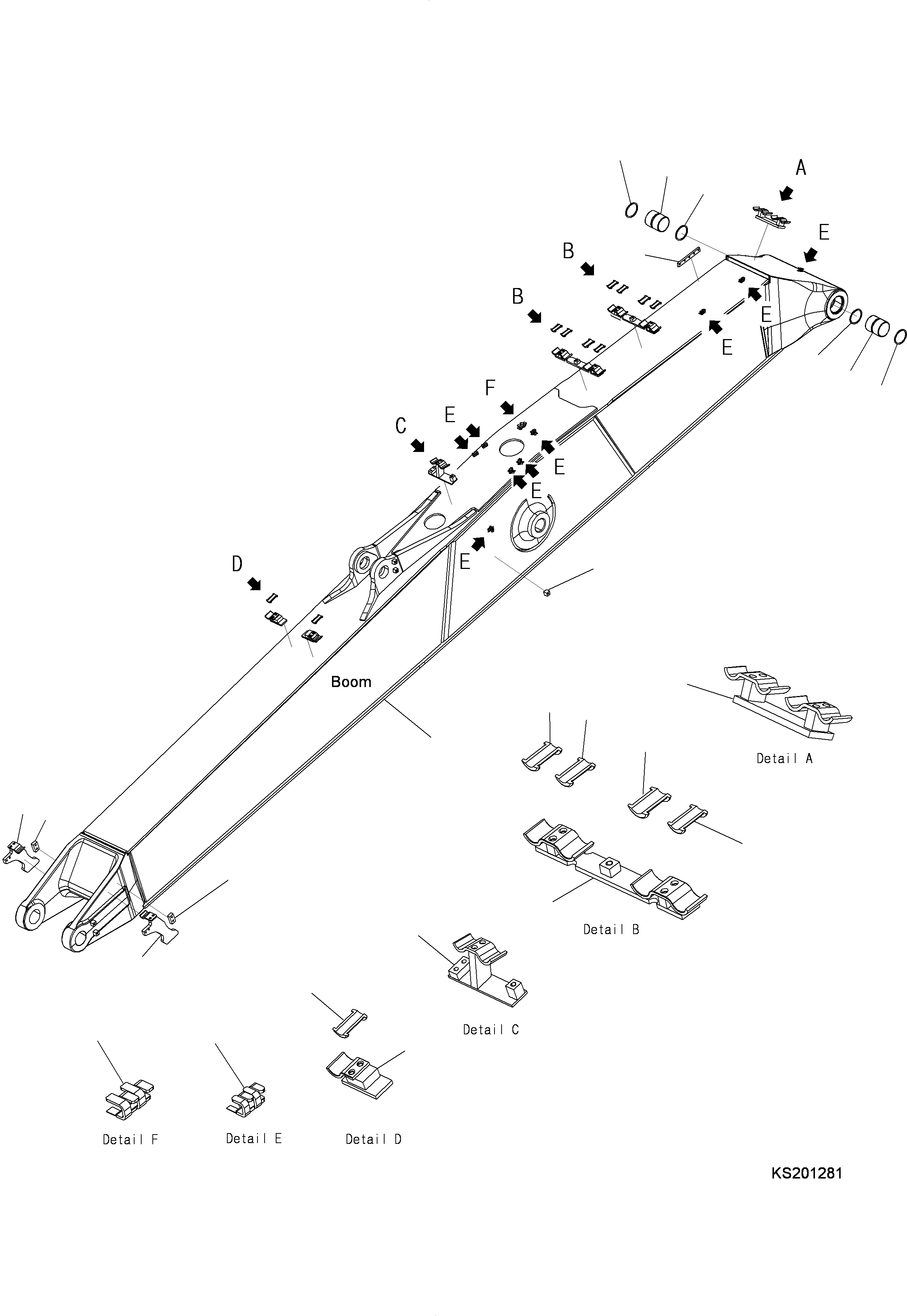 Схема запчастей Komatsu PC290LC - ПРЯМ. СТРЕЛА T РАБОЧЕЕ ОБОРУДОВАНИЕ