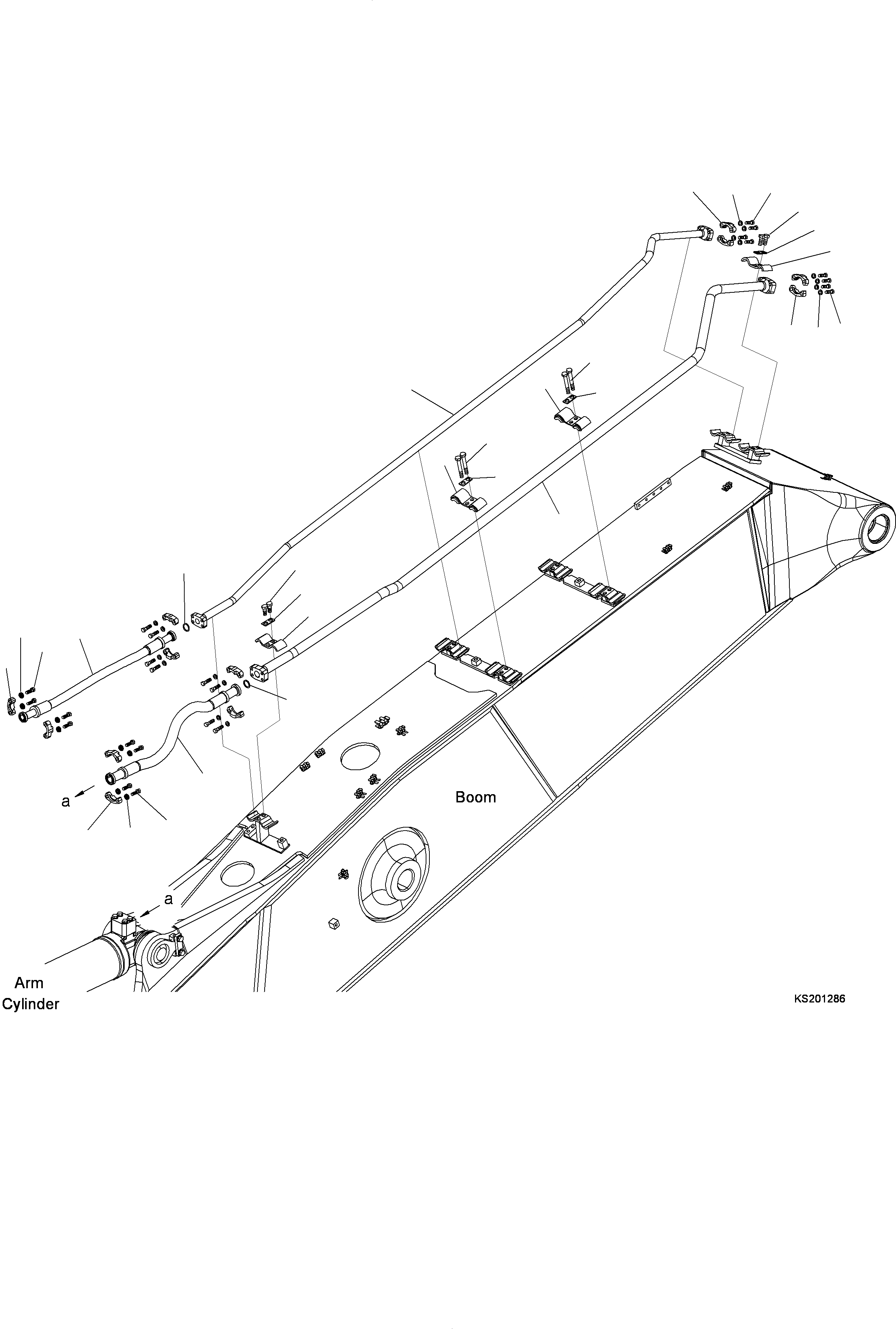 Схема запчастей Komatsu PC290LC - ПРЯМ. СТРЕЛА - ЦИЛИНДР РУКОЯТИS (HCU) T РАБОЧЕЕ ОБОРУДОВАНИЕ