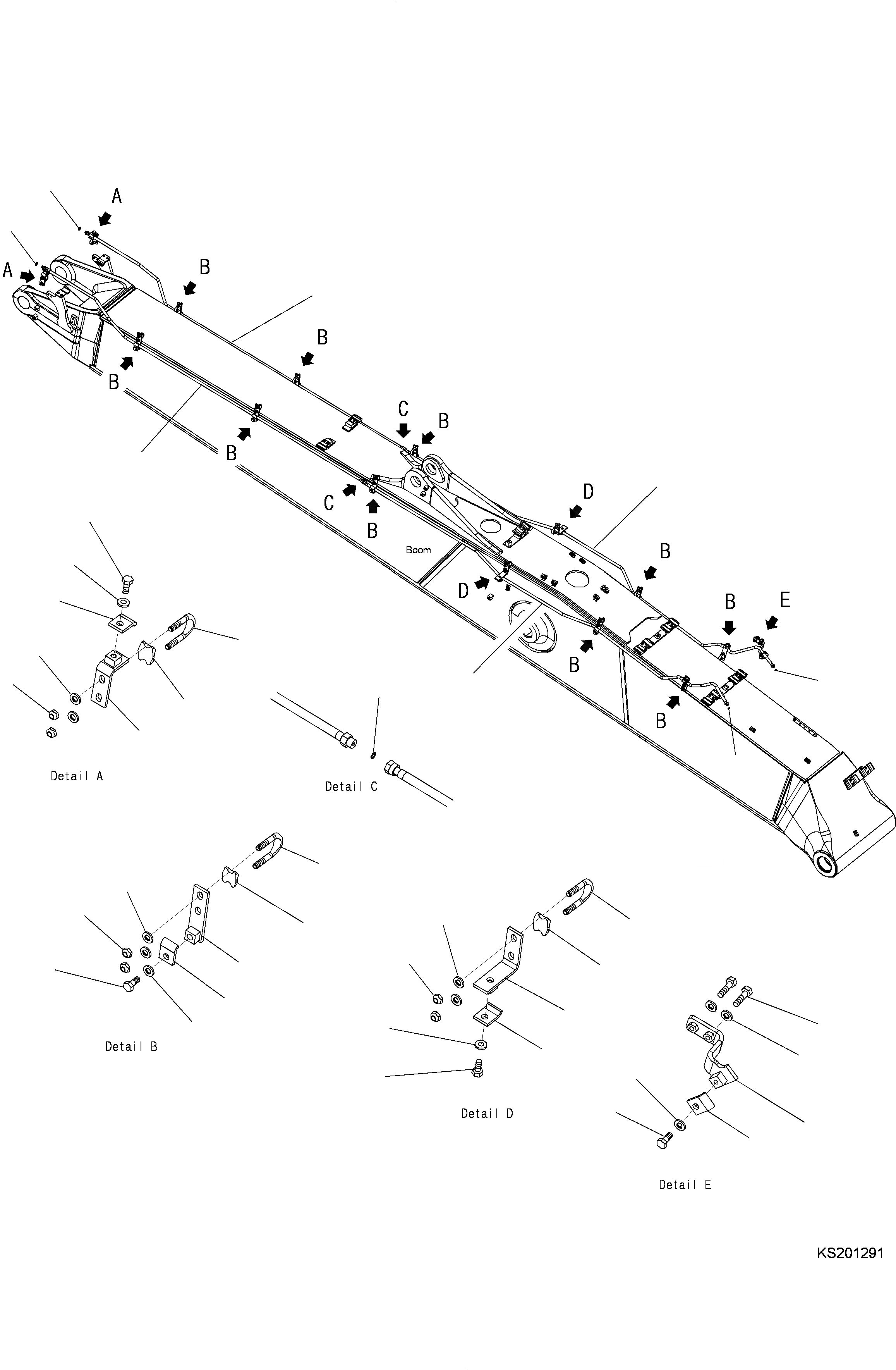 Схема запчастей Komatsu PC290LC - ПРЯМ. СТРЕЛА ( ATT), БЫСТРОСЪЕМН. МЕХ-М ТРУБЫ T РАБОЧЕЕ ОБОРУДОВАНИЕ