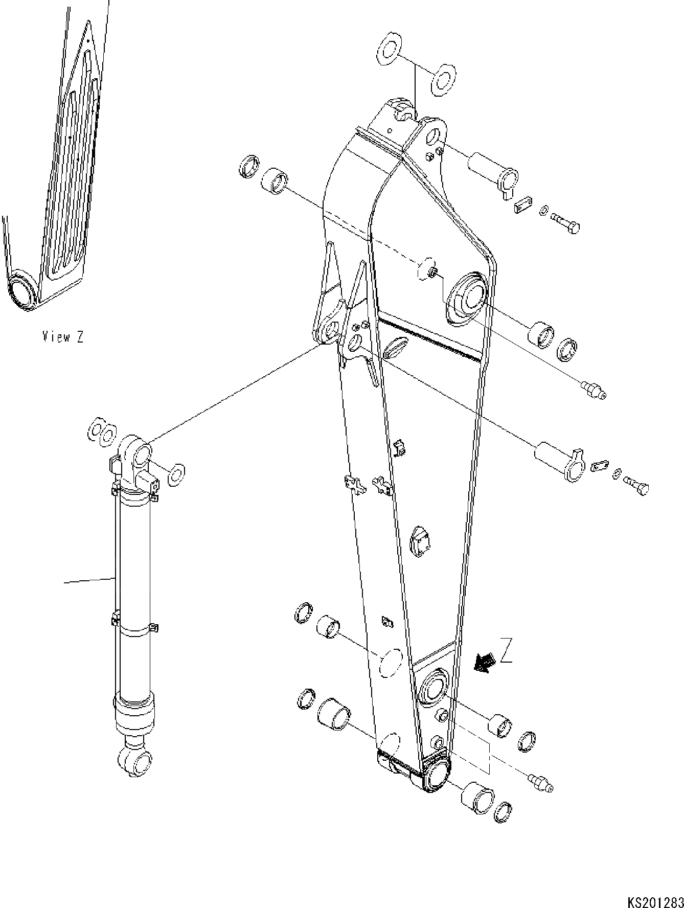 Схема запчастей Komatsu PC290LC - РУКОЯТЬ (.M) T РАБОЧЕЕ ОБОРУДОВАНИЕ
