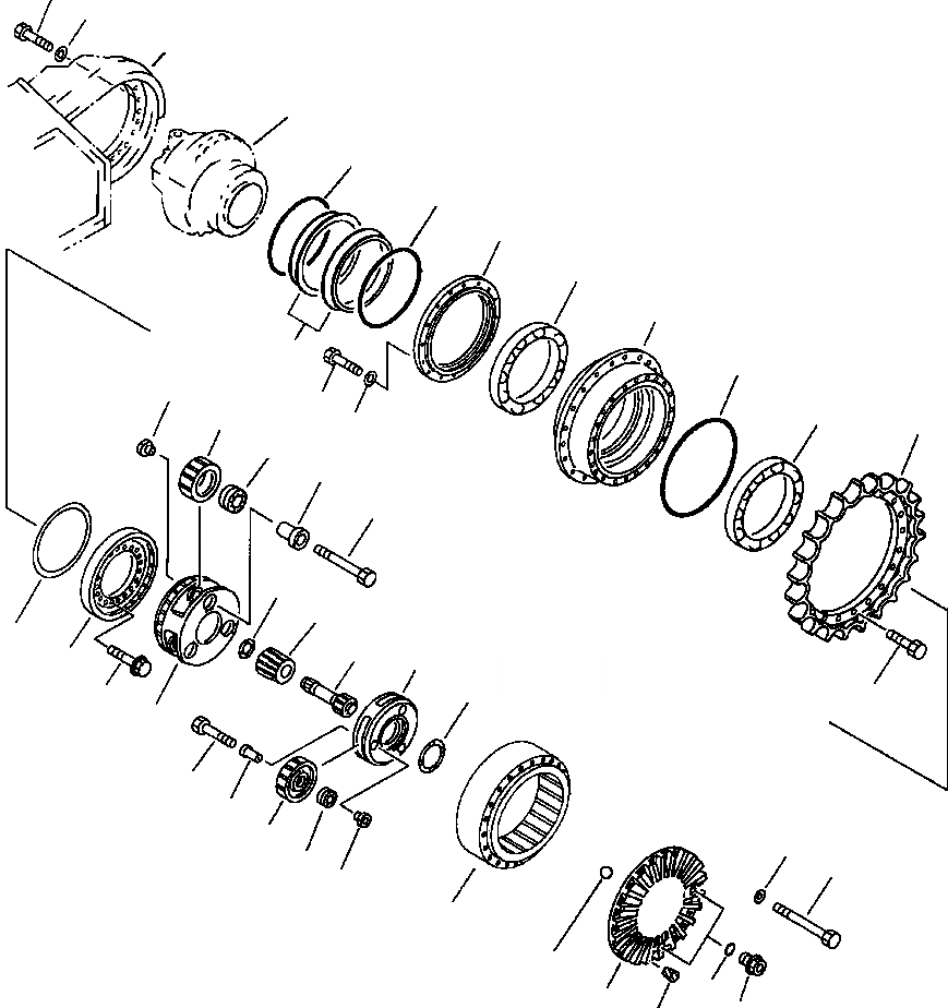 Схема запчастей Komatsu PC300LC-5LC - КОНЕЧНАЯ ПЕРЕДАЧА И ЗВЕЗДОЧКА ХОД И НИЖН.CARRIAGE
