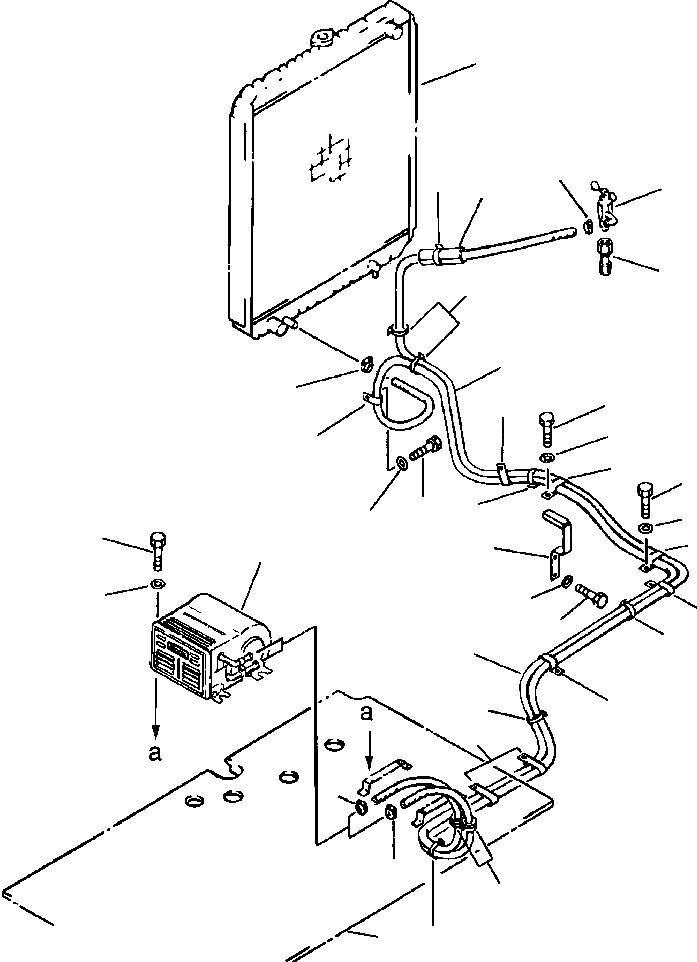 Схема запчастей Komatsu PC300LC-5LC - ПЕЧКА, ПЕЧКА КРЕПЛЕНИЕ И ПАТРУБКИ ЧАСТИ КОРПУСА
