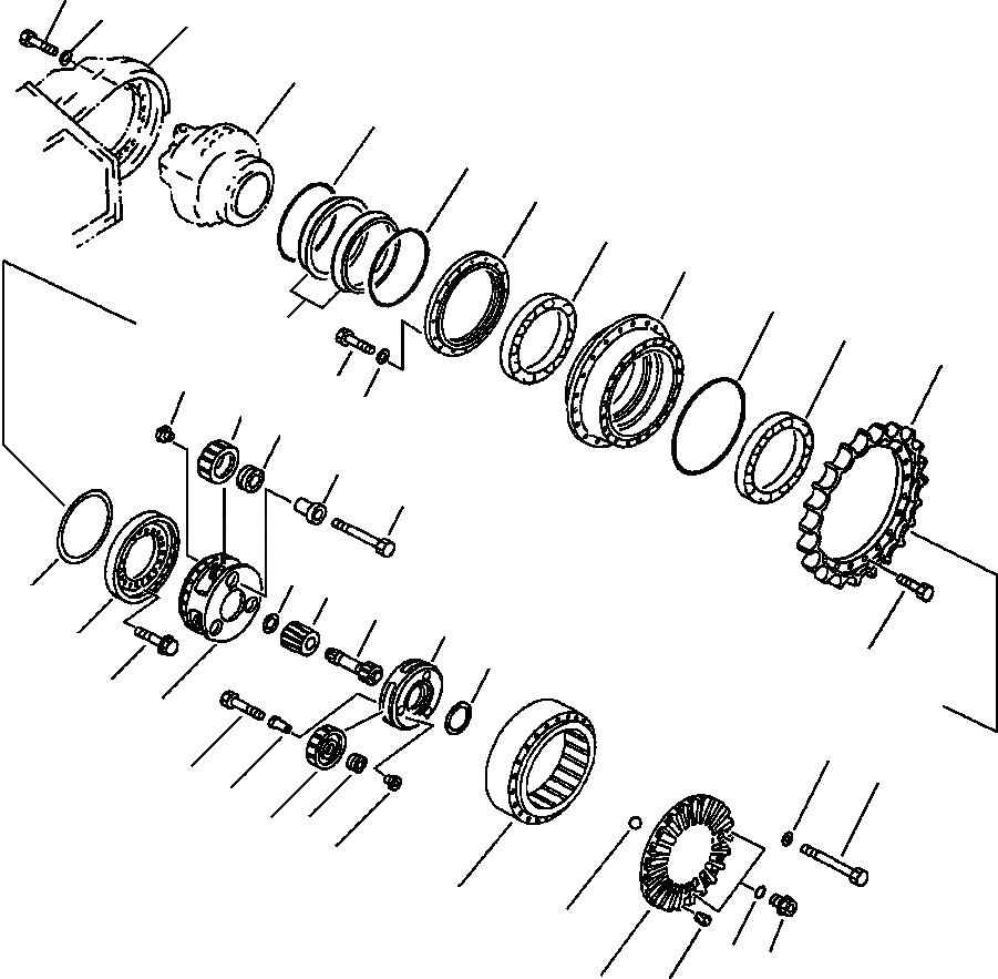 Схема запчастей Komatsu PC300LC-5 - КОНЕЧНАЯ ПЕРЕДАЧА И ЗВЕЗДОЧКА ХОД И НИЖН.CARRIAGE