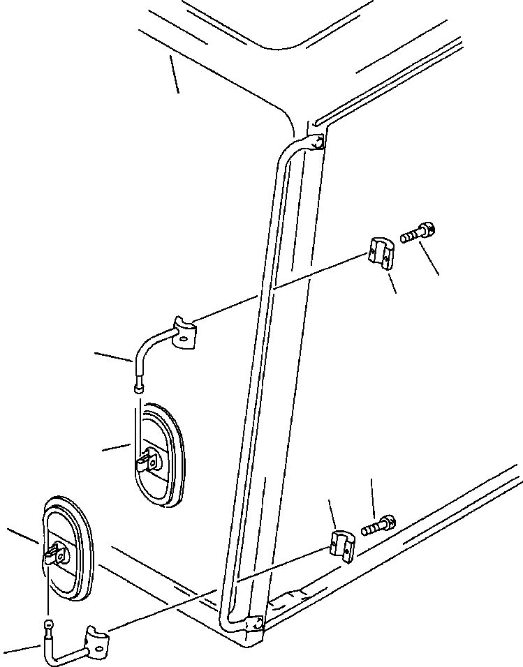 Схема запчастей Komatsu PC300LC-5 - ЛЕВ. ЗАДН. VIEW MIRROR ЧАСТИ КОРПУСА
