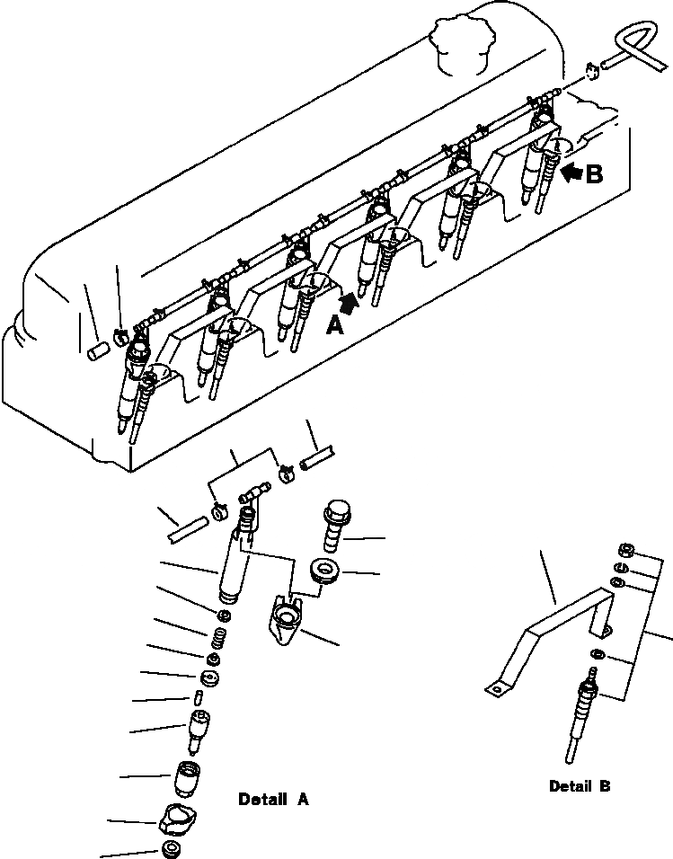 Схема запчастей Komatsu PC300LC-5 - ТОПЛИВН. ВПРЫСК И СЛИВНАЯ ТРУБКА ТОПЛИВН. СИСТЕМА