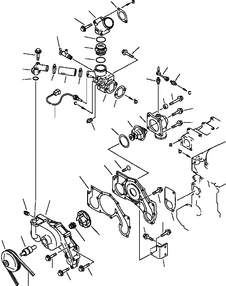 Схема запчастей Komatsu PC300LC-5 - ВОДЯНАЯ ПОМПА И КРЕПЛЕНИЕ МОРОЗОУСТОЙЧИВ. СПЕЦИФИКАЦИЯIFICATION - ДВИГАТЕЛЬ заводской номер И UP ТРУБКИ КОНДИЦИОНЕРА - ОБОГРЕВ.