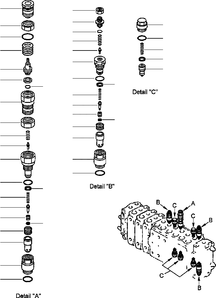 Схема запчастей Komatsu PC300LC-6LE - FIG. H-7A ОСНОВН. УПРАВЛЯЮЩ. КЛАПАН ( АКТУАТОРS) - ВСАСЫАЮЩИЙ КЛАПАН БЕЗОПАСНОСТИS ГИДРАВЛИКА