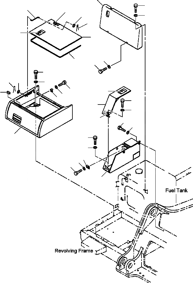 Схема запчастей Komatsu PC300LC-6LE - FIG. M-A АККУМУЛЯТОРН. ОТСЕК ЧАСТИ КОРПУСА