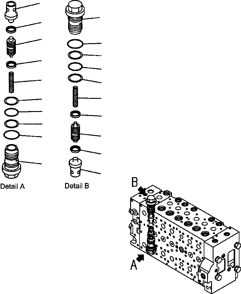 Схема запчастей Komatsu PC300HD-7L - H-8A ОСНОВН. КЛАПАН W/ АКТУАТОР - БЕЗОПАСН. ВСАСЫВ. КЛАПАН ГИДРАВЛИКА