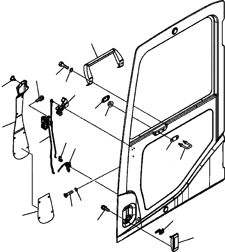 Схема запчастей Komatsu PC300HD-7L - K-A КАБИНА ЗАМОК ДВЕРИ заводской номер A88- OPERATOR ОБСТАНОВКА И СИСТЕМА УПРАВЛЕНИЯ