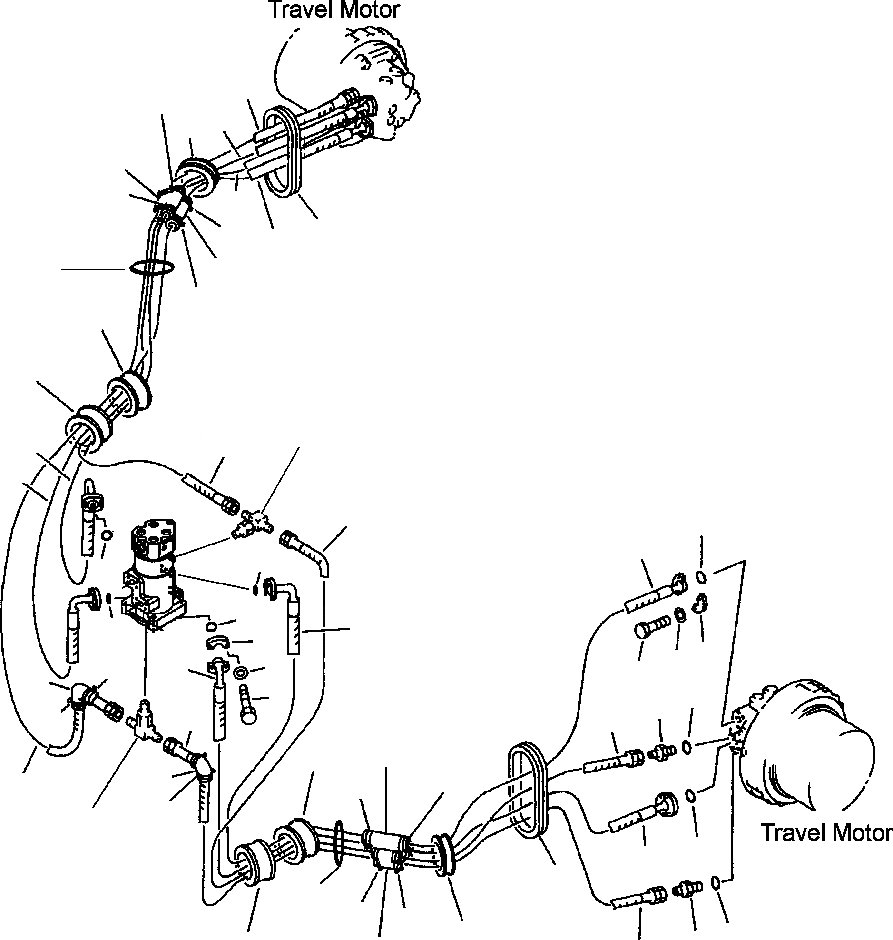 Схема запчастей Komatsu PC300HD-7L - P-A ГИДРОЛИНИЯ ХОДАУСИЛ. НИЖНЯЯ ГИДРОЛИНИЯ И ЛИНИЯ ХОДА