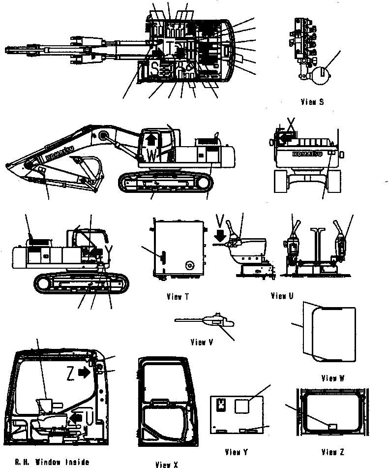 Схема запчастей Komatsu PC300HD-7L - U-A ТАБЛИЧКИ заводской номер A8-A87 МАРКИРОВКА