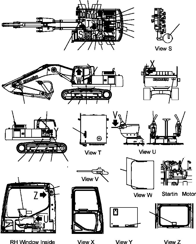 Схема запчастей Komatsu PC300HD-7L - U-A ТАБЛИЧКИ УСИЛ. заводской номер A88- МАРКИРОВКА