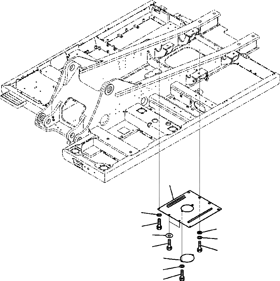 Схема запчастей Komatsu PC300LC-8 - M8-A НИЖН. КРЫШКИ ОСН. РАМЫ - ЦЕНТР. УСИЛ. ЧАСТИ КОРПУСА