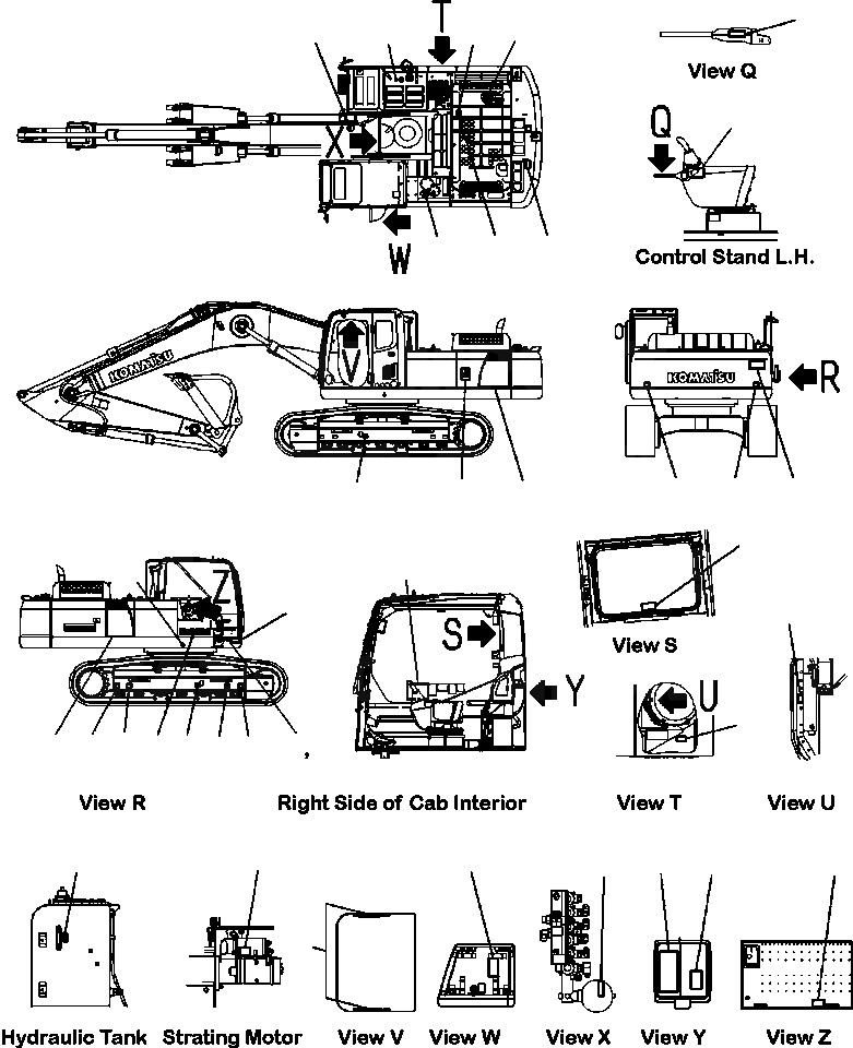 Схема запчастей Komatsu PC300LC-8 - U-A ТАБЛИЧКИ - АНГЛ. МАРКИРОВКА