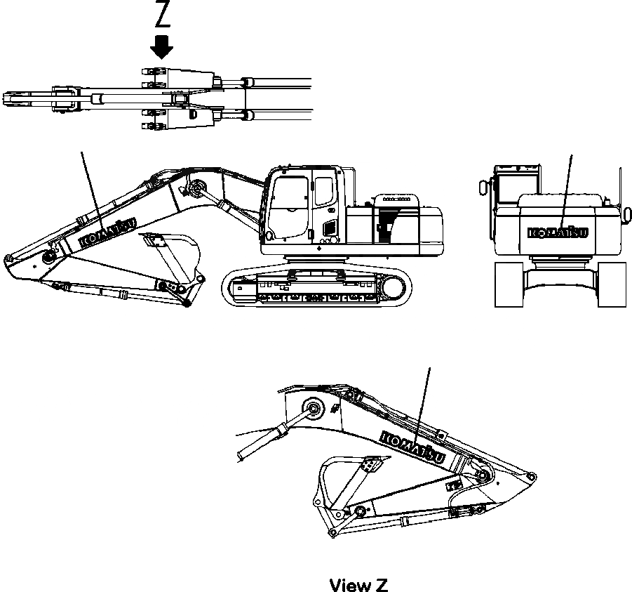Схема запчастей Komatsu PC300LC-8 - U-A ЛОГОТИП KOMATSUСТРЕЛА И ПРОТИВОВЕС МАРКИРОВКА