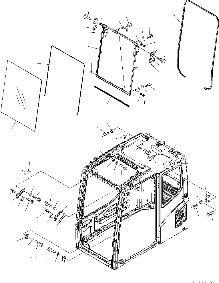 Схема запчастей Komatsu PC300LL-7L - КАБИНА (ПЕРЕДН. ВЕРХН. ОКНА) КАБИНА ОПЕРАТОРА И СИСТЕМА УПРАВЛЕНИЯ